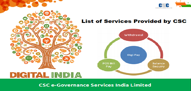 List of Services Provided by Common Service Centers