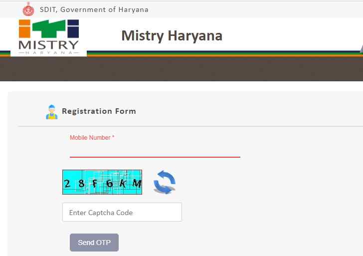 Mistry Haryana Registration Form
