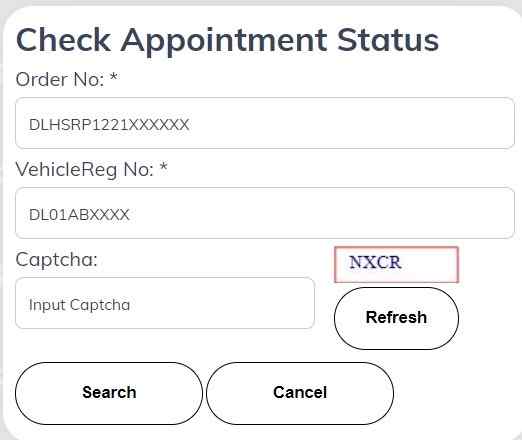 HSRP Appointment status