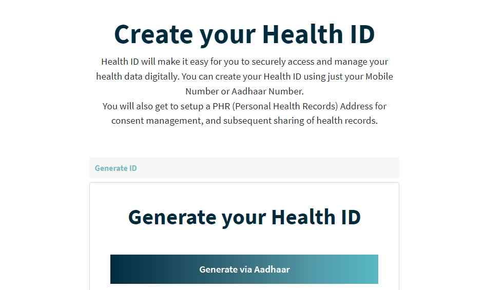 Create your Health ID via Aadhar
